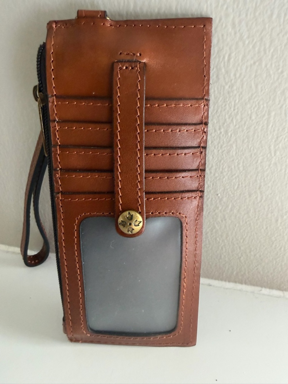 Patricia Nash Brown Leather Wristlet Card Wallet. NWOT